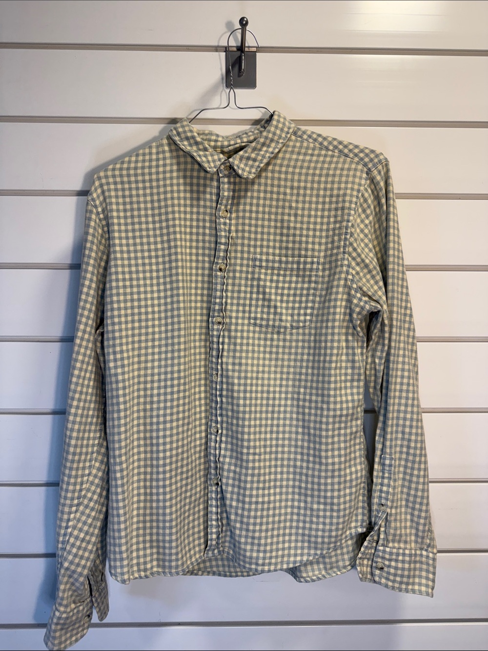 Marine Layer Gray and White Gingham Long-Sleeve Button-Down Shirt
